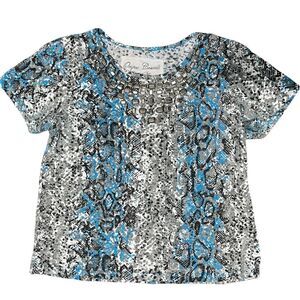ONQUE CASUALS EMBELLISHED‎ SHORT SLEEVE TEE/TOP SNAKE PRINT M
